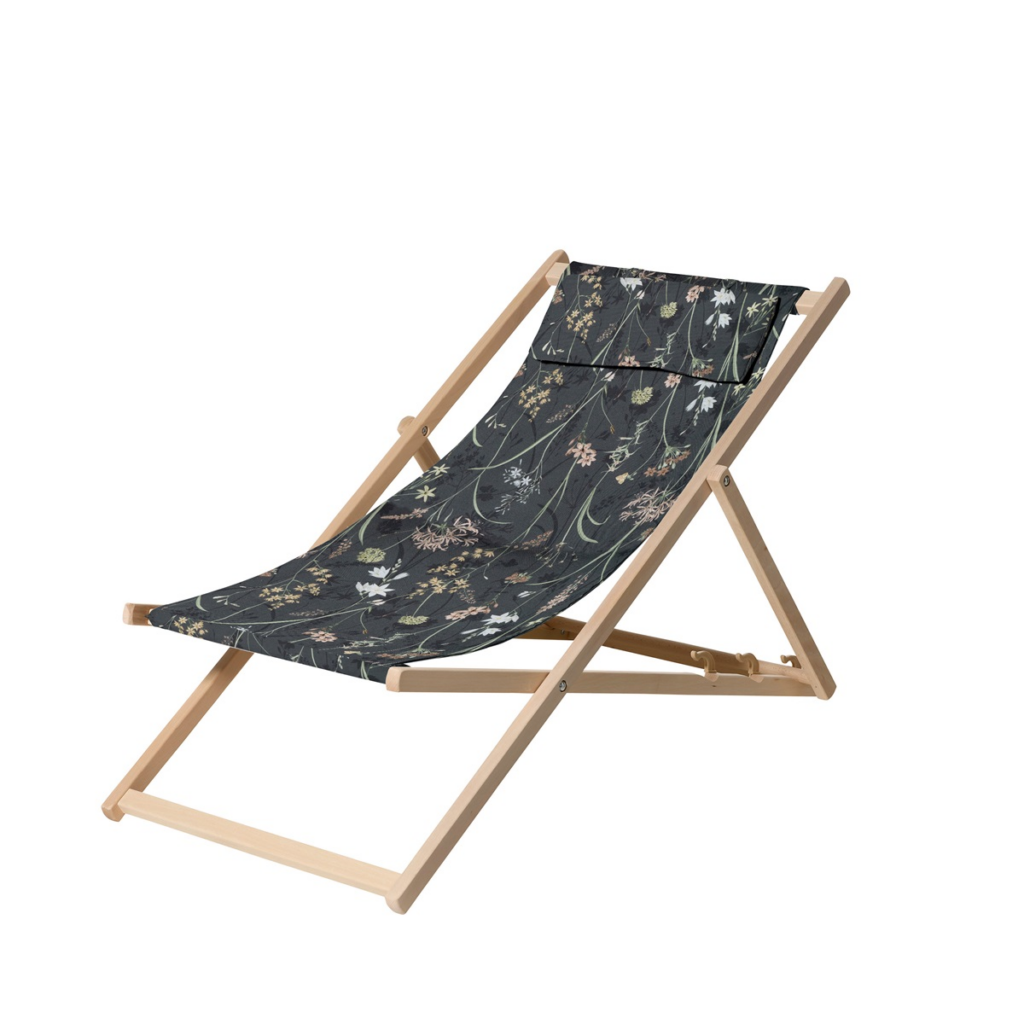 Wooden beachchair ca.120x55cm Donna grey canvas eco+