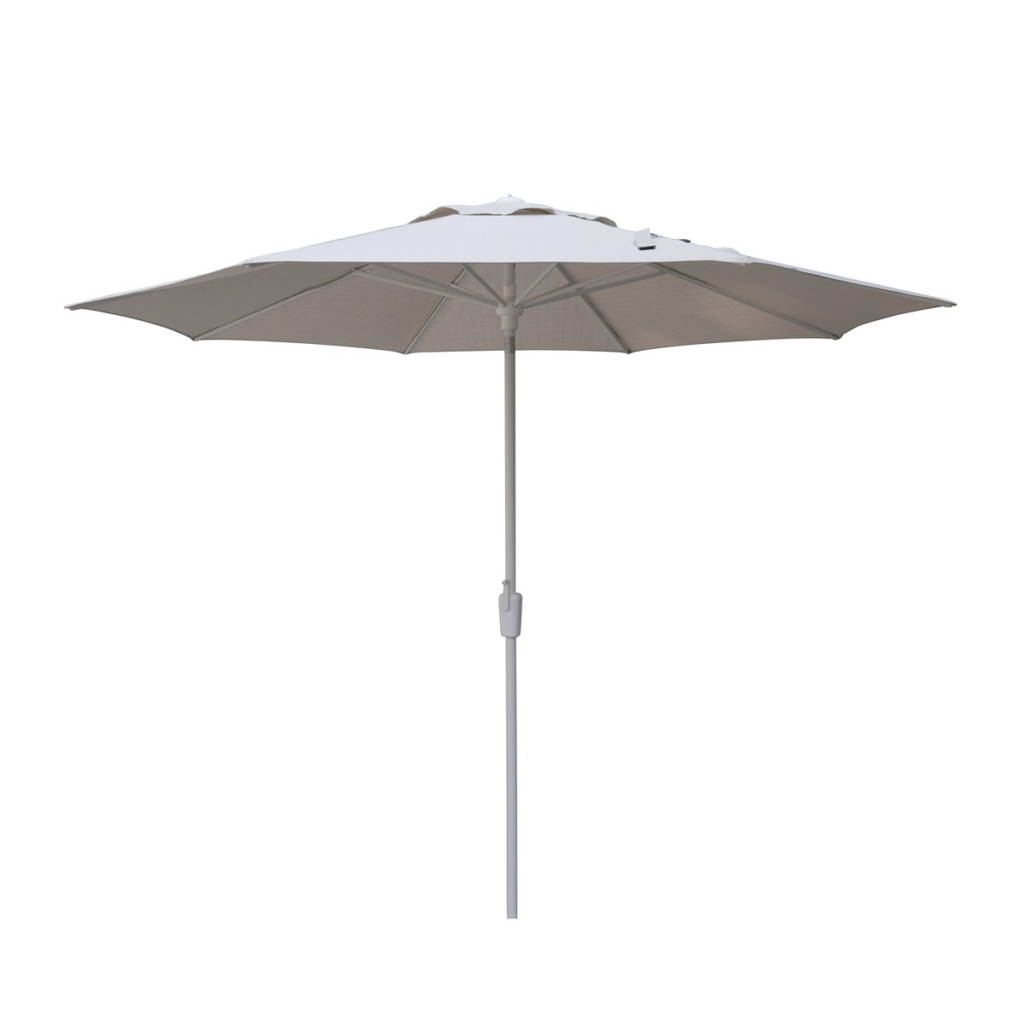 Parasol Lindos 300cm auto tilt SD Poly – Mellow silver